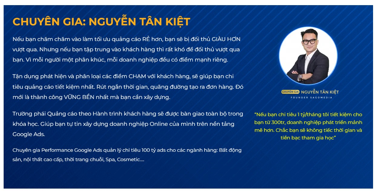 chuyên gia nguyễn tân kiệt khóa học quảng cáo google ads là ai